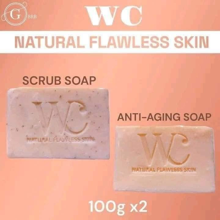 W&C Natural Flawless Skin Glutapapaya Dual Soap (Anti-aging Bar Soap and Whitening Whipped Scrub Bar Soap)