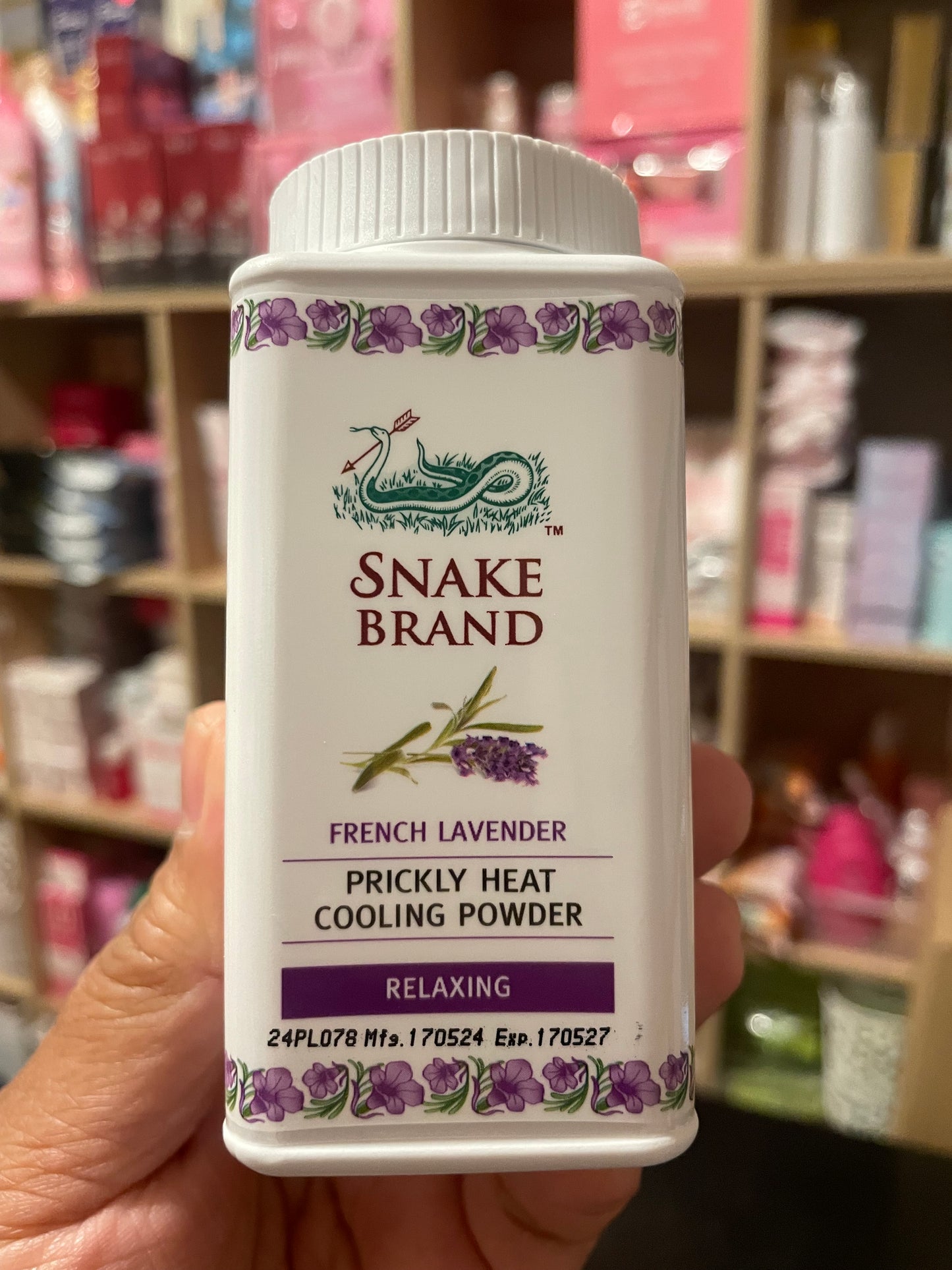 Snake Brand Prickly Heat Original Cooling Powder - FRENCH LAVENDER 50g