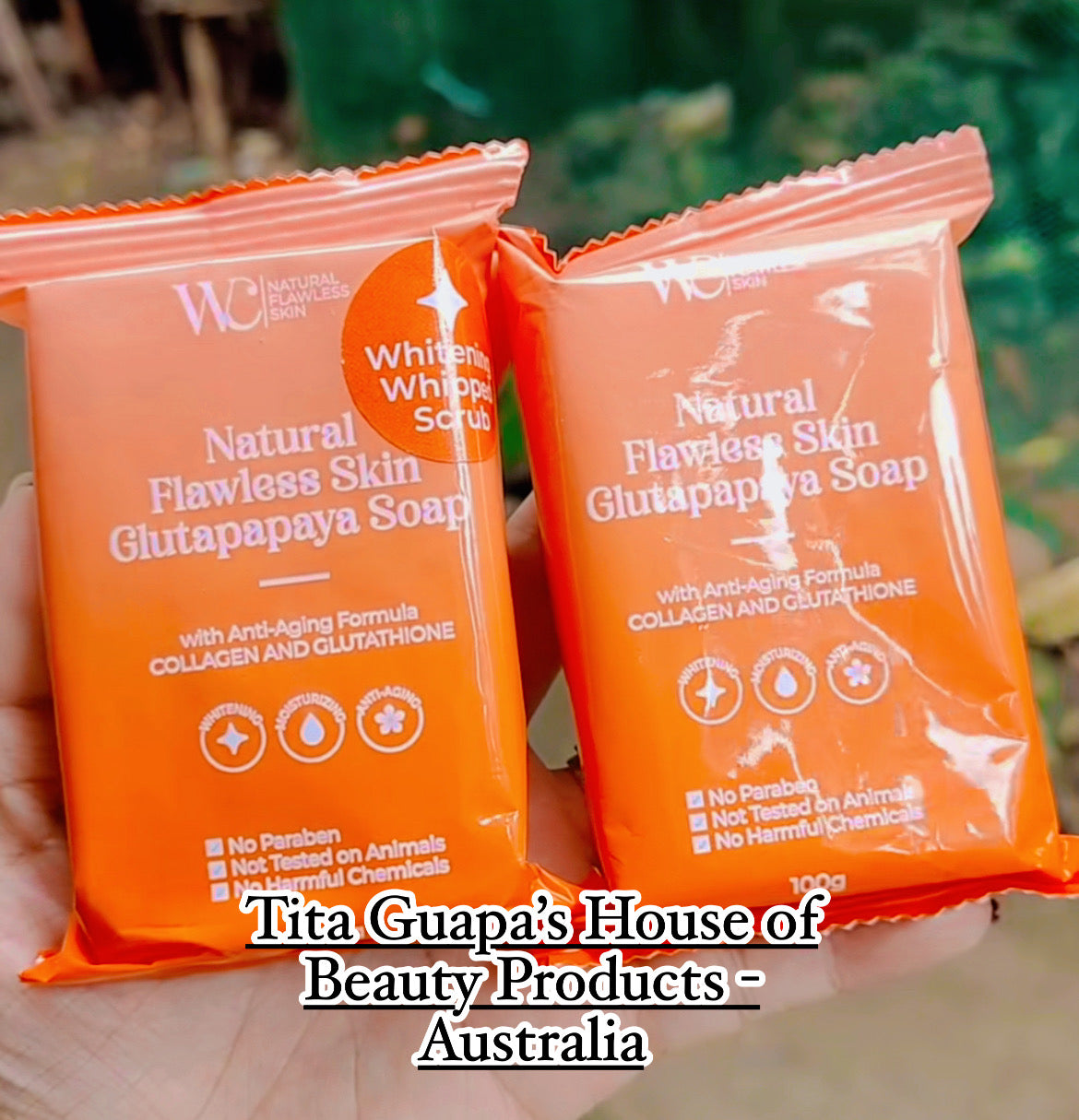 W&C Natural Flawless Skin Glutapapaya Dual Soap (Anti-aging Bar Soap and Whitening Whipped Scrub Bar Soap)