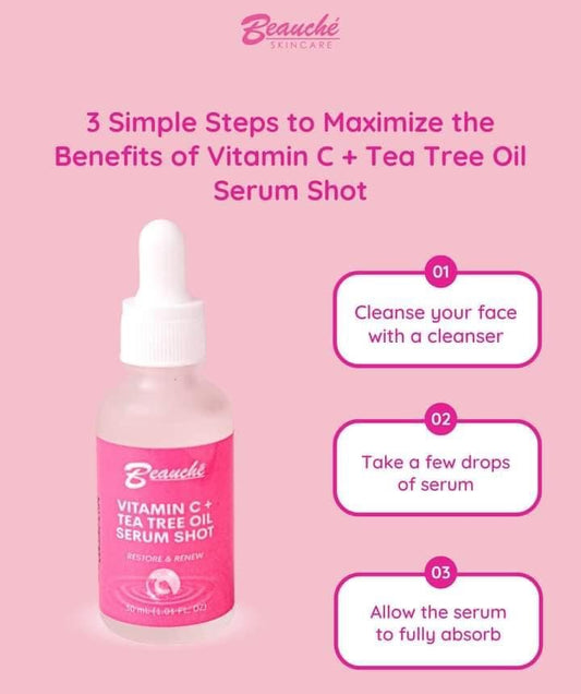 Beauche Vitamin C + Tea Tree Oil Serum Shot Restore and Renew 30ml