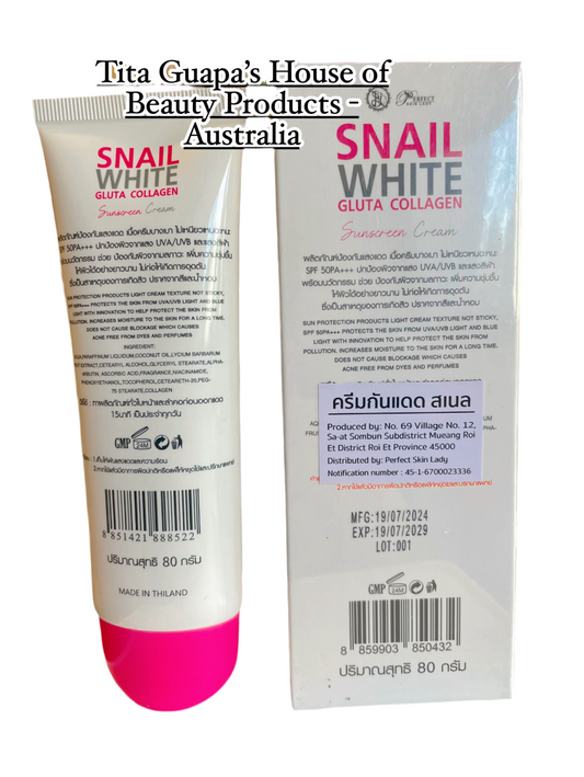 Snail White Gluta Collagen Sunscreen Cream SPF50 PA+++ 80g