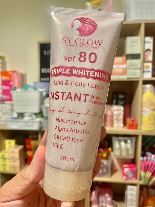 SY Glow Triple Whitening Hand & Body Lotion SPF80  Instant White Flawless 200ml