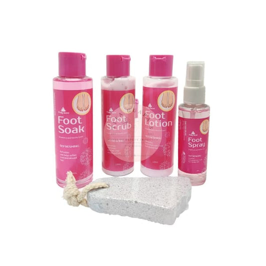 Foot Pack Set by Pretty Secret (Strawberry and Vanilla) 4x120 ml plus Pumice